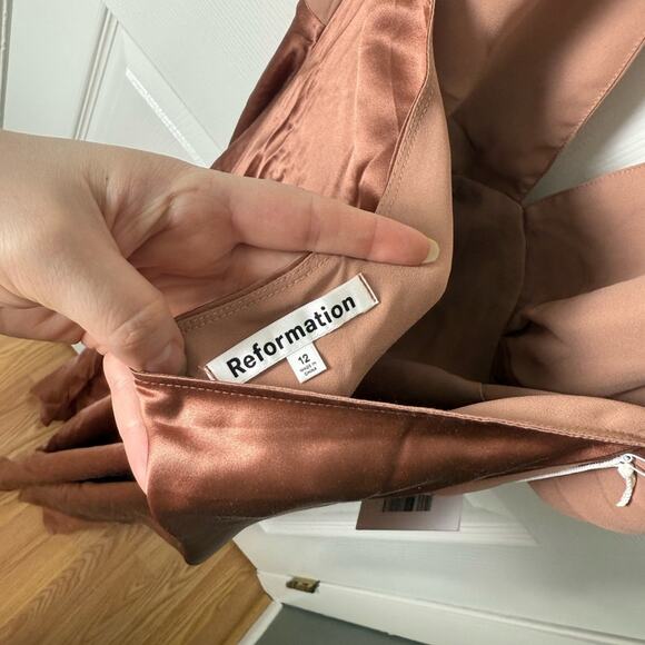 Reformation Wyn Silk Dress in Praline 12 - Picture 9 of 12